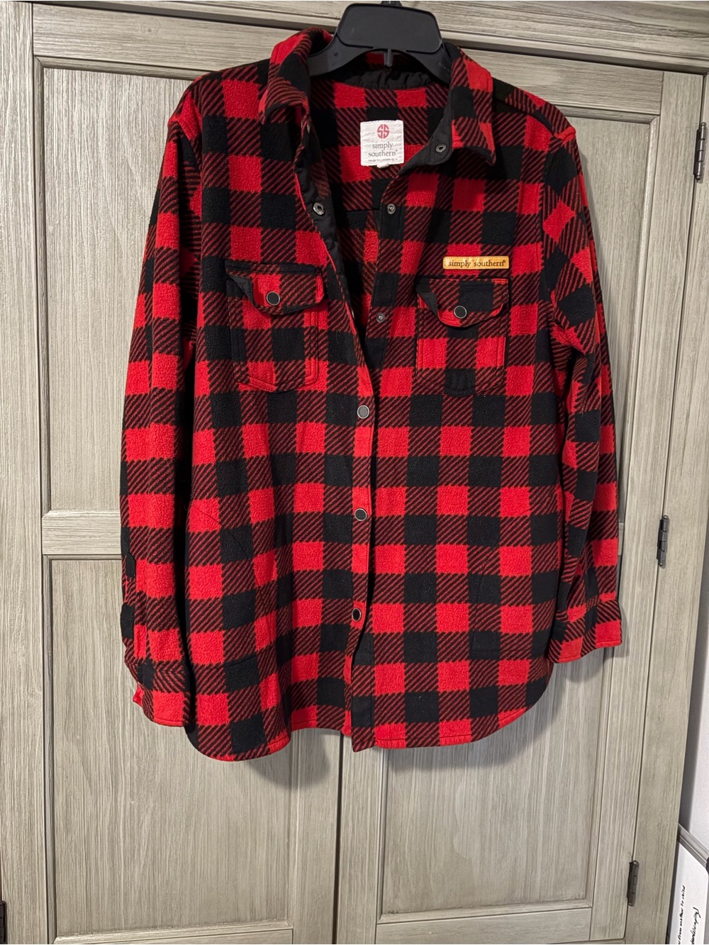 Simply Southern Red and Black Buffalo Plaid Button-Front Shirt